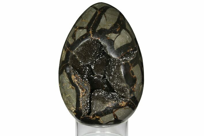 Septarian Dragon Egg Geode - Black Crystals #172809